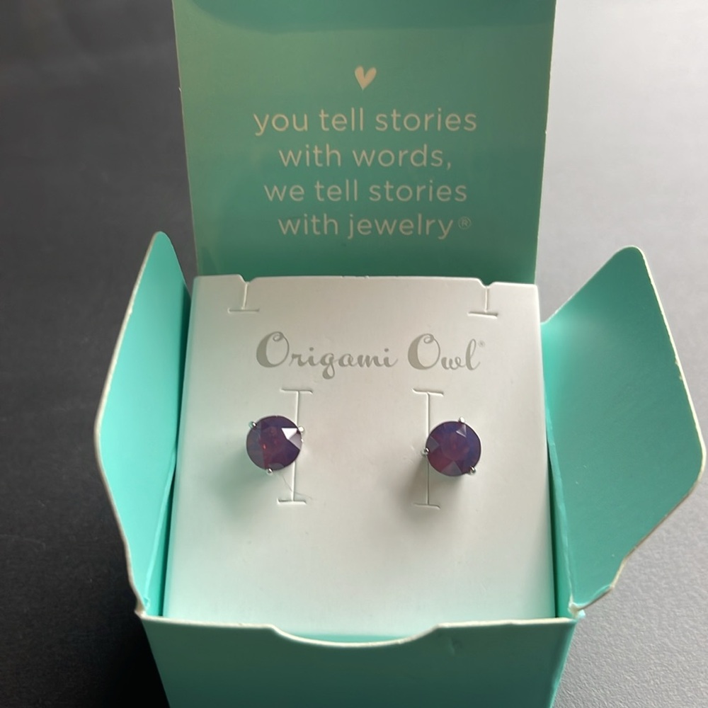 Origami Owl Purple Stud Earrings